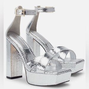 Silver Good American Platform Heels